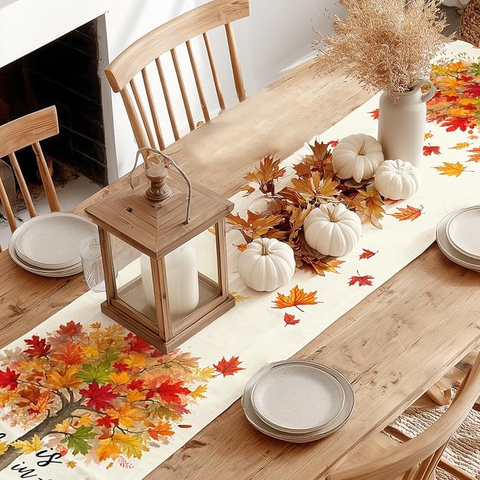 Fall Table Runner 13 x 90 Inch, Maple Leaves Autumn Farmhouse Decor - Image 6