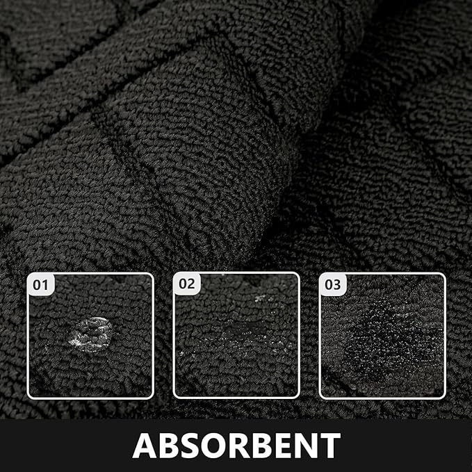 hicorfe Kitchen Rugs and Mats Sets,2 Pieces Super Absorbent Polypropylene Non-Slip Rug,Soft Comfort Floor Mat,Washable for Kitchen,Hallway,Office,Sink,Laundry(20" x 32"+20" x 48",Black)