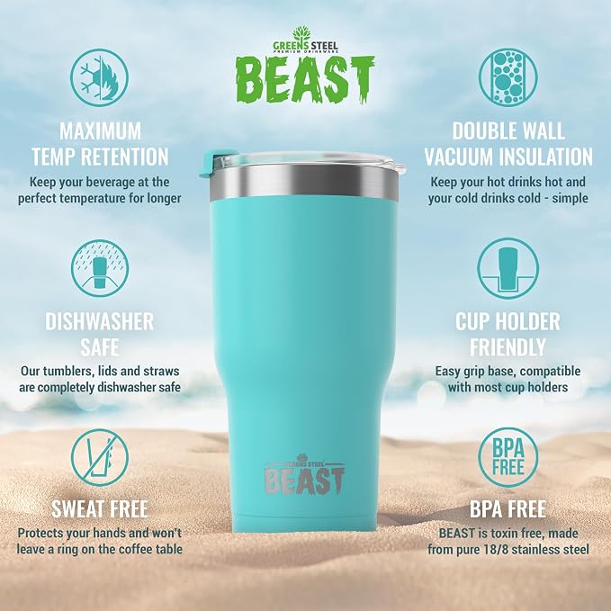Beast 30 oz Tumbler Stainless Steel Vacuum Insulated Coffee Ice Cup Double Wall - Image 6