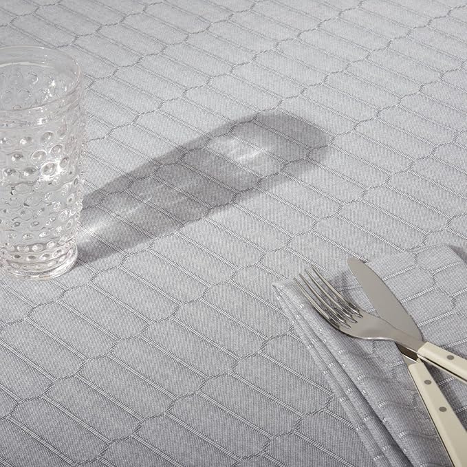 Martha Stewart Honeycomb Modern Farmhouse Tablecloth, Charcoal Grey, 60"x84"