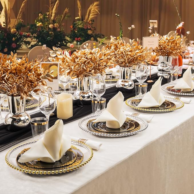210 Pcs Black Gold Plates for Graduation | Black Party Plates Set for 30 Guests - Image 6