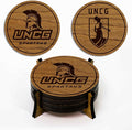 LazerEdge UNC Greensboro Spartans Wooden Coaster Set - Cherry Wood - Officially Licensed Product - 4-Pack