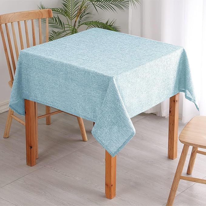 Hiasan 2 Pack Faux Linen Square Tablecloth - Wrinkle and Stain Resistant Washable Table Cloth for Kitchen Dining Room Holiday Table Cover for Party Dinner, Lux Slate Blue, 70 x 70 Inch
