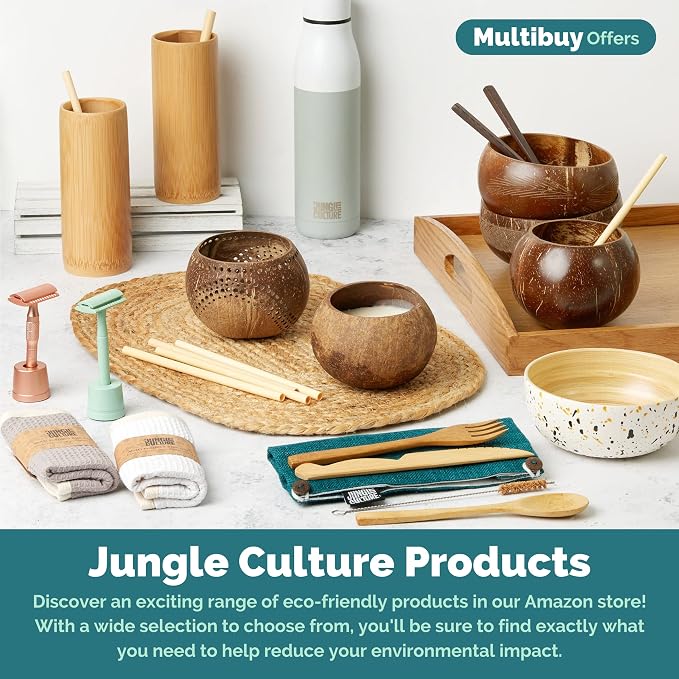 Jungle Culture 4 Polished Coconut Bowl & Wooden Spoons Set - Image 7