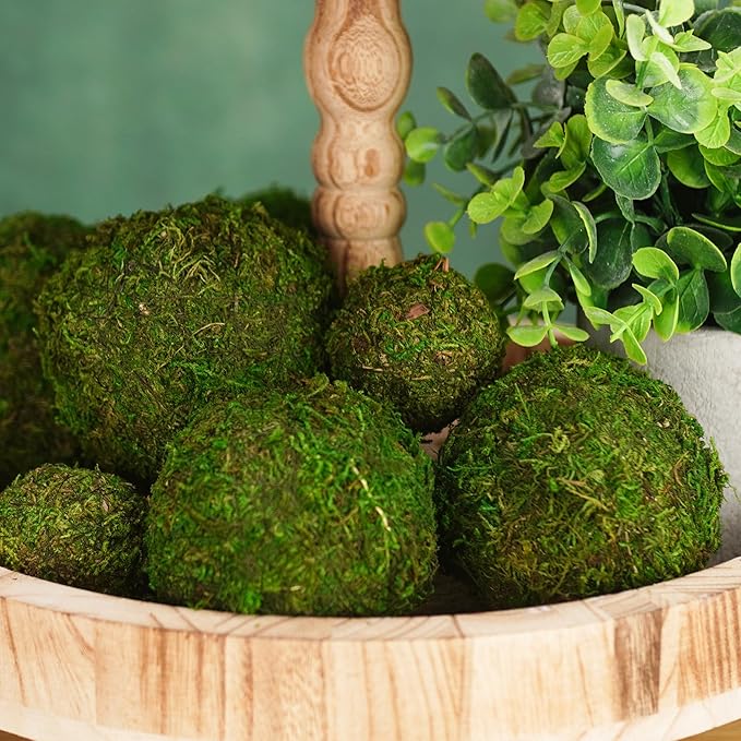 BYHER Decorative Moss Balls Set - Fake Moss Balls for Bowl Fillers, Centerpiece Decor, Home Decor, Vase Filler, Wedding Decor, Table Arrangement, Coffee Accents, DIY Crafts (Extra Large - 4"-Set of 6)