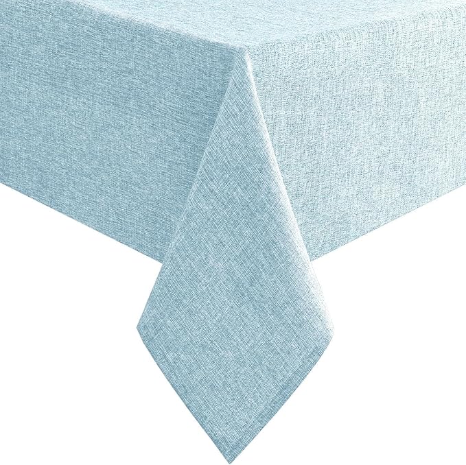 Hiasan Faux Linen Rectangle Tablecloth - Wrinkle and Stain Resistant Washable Table Cloth for Kitchen Dining Room Holiday Table Cover for Dinner, Lux Slate Blue, 54 x 120 Inch