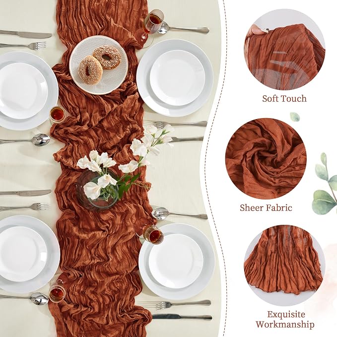 AGIRL 12 Pack Terracotta Cheesecloth Table Runner 10FT Fall Boho Home Decor | - Image 3