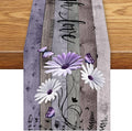 Daisy Floral Table Runner, Rustic Purple Wild Flowers Wooden Boho Spring by Unknown