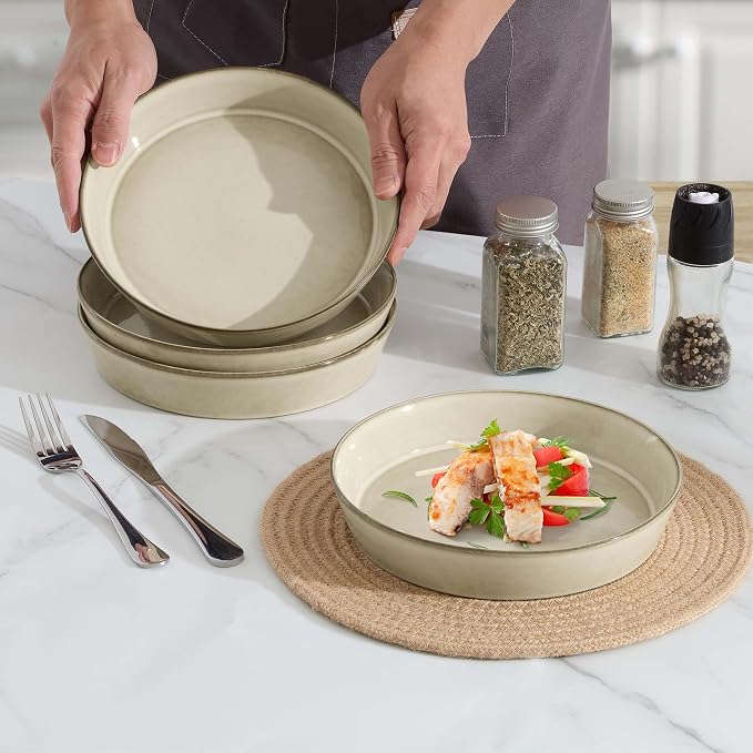 LIANYU 34oz Pasta Bowls Set of 4, 8.7’’ Wide Ceramic Bowl Plates | Shallow - Image 7