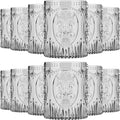 Qinyoung 12 Plastic Vintage Drinking Glasses 8.5oz Stemless Retro Embossed Wine by Qinyoung