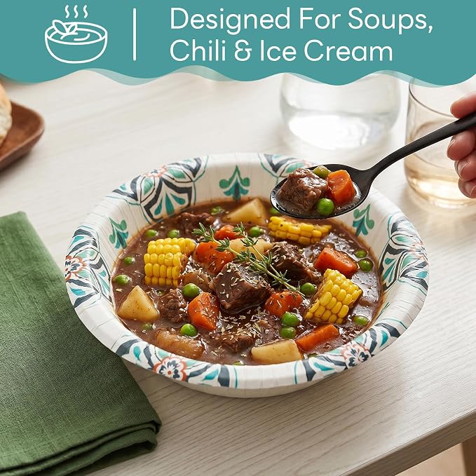 30 Count 8oz Paper Bowls, Small Paper Bowls, Microwaveable and Soak Proof | - Image 6