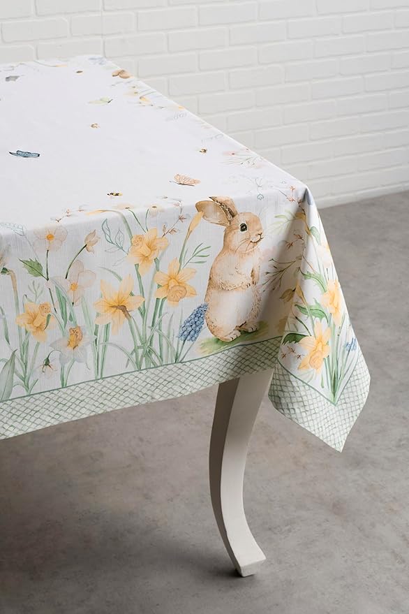 Maison d' Hermine Table Cloth Rectangle Table 100% Cotton 70 x 140 Inches Tablecloth Reusable Decorative for Dining Room Farmhouse Home Valentines Day Decorations Spring Summer - Easter Dew