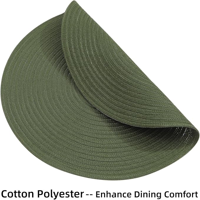 SHACOS Round Placemats Set of 4 Washable 15 inch Round Table Mats Cotton - Image 4