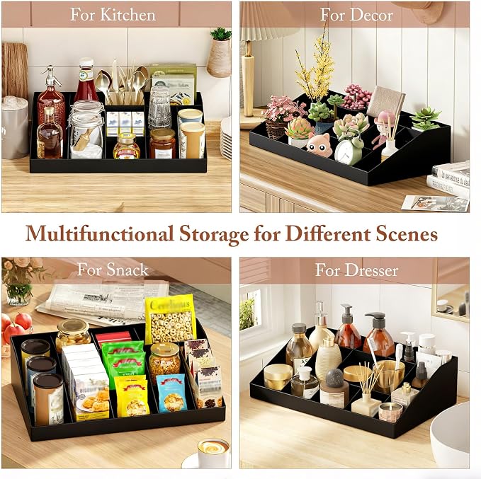 SZQINJI Coffee Condiment Organizer Holder 10-Compartment Black | Coffee - Image 7