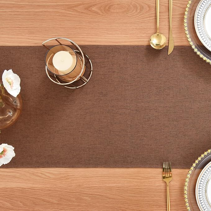 Faux Linen Table Runner Water Resistant 13 x 60 in, Coffee Table Runner - Image 7