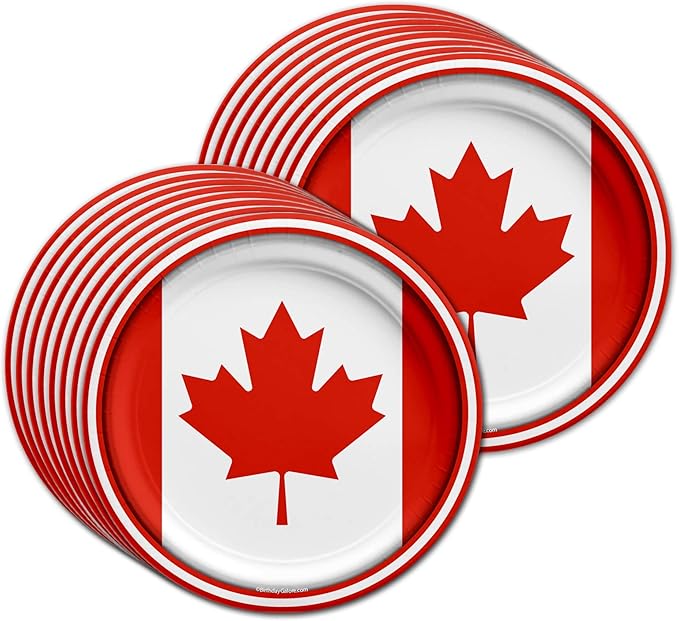 Canadian Flag Canada Birthday Party Supplies Set Plates Napkins Cups Tableware Kit for 16