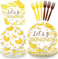 96 Pcs Yellow Banana Themed Party Decorations, Serves 24 | Banana Birthday by Greencian