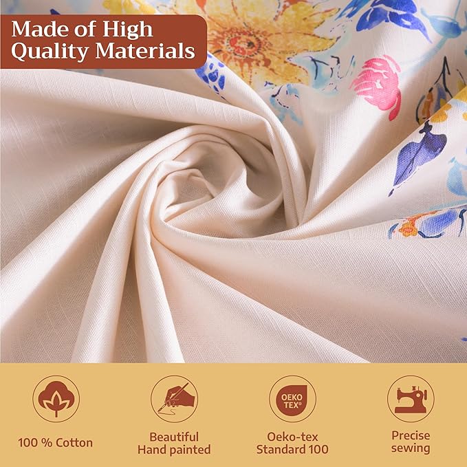 Maison d' Hermine Table Cloth Rectangle Table 100% Cotton 60 x 90 Inches Tablecloth Reusable Decorative for Dining Room Farmhouse Home Valentines Day Decorations Spring Summer - Girassol