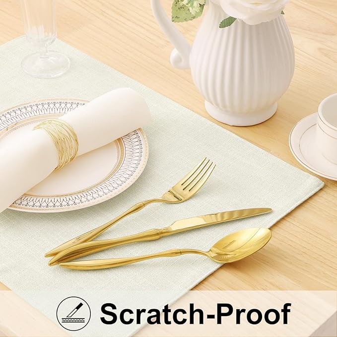 homing Cotton Linen Placemats Set of 6, Cloth Washable Farmhouse Dining Table Mats for Indoors & Outdoors, Easy to Clean, Cream, 13 x 19 Inch