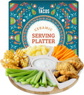 Ceramic Taco Serving Platter - Divided Serving Tray for Taco Tuesday Lazy Susan Taco Bar - Chip and Dip Serving Set for Party - Appetizer Serving Tray for Salsa, Snacks (10 in)