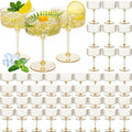 48 Pcs Ribbed Martini Glasses 10 oz Disposable Plastic Vintage Ribbed Coupe Glasses Unbreakable Dessert Parfait Glassware for Wedding Birthday Party Supplies (Gold)