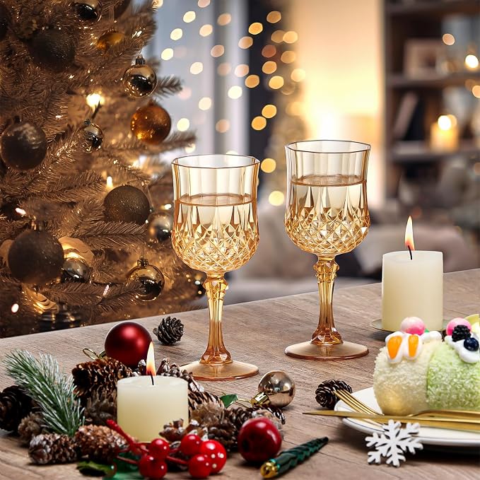 XUWAIDSGN 16 Pcs 7oz Plastic Vintage Wine Glasses Drinking Glasses Unbreakable - Image 5
