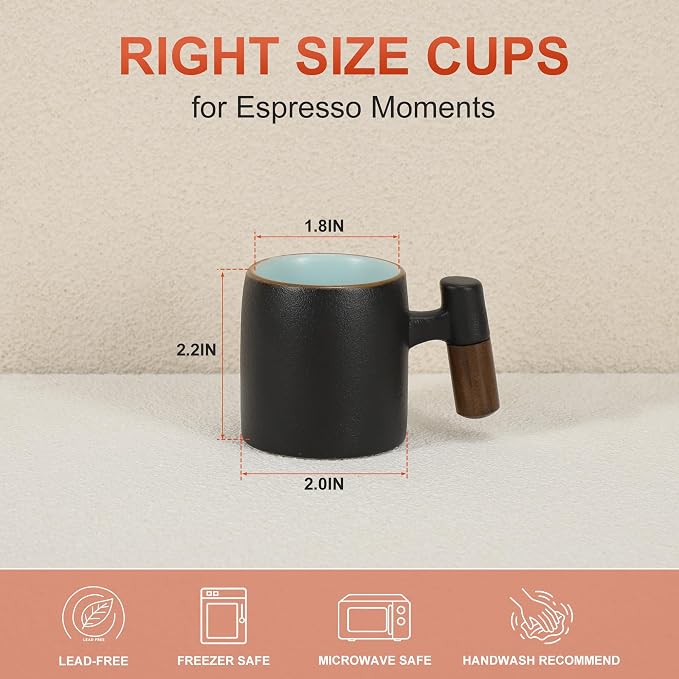 2.5oz Ceramic Espresso Cups, Demitasse Cups - Image 2