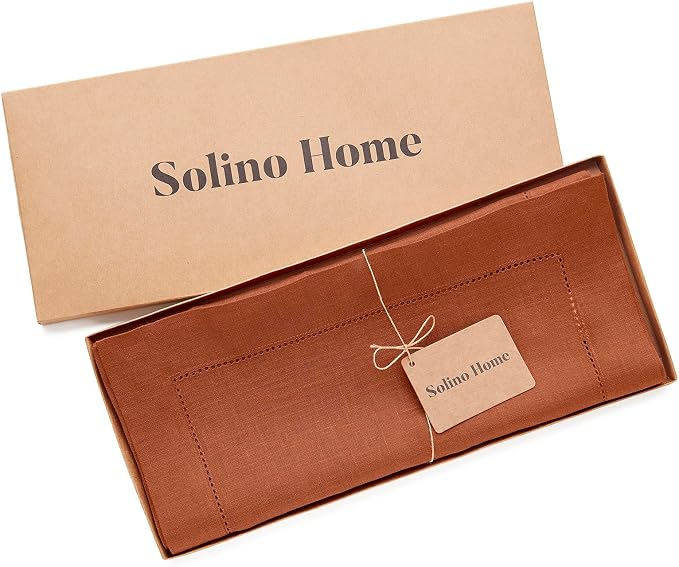 Solino Home 100% Pure Linen Table Runner Cinnamon Hemstitch, 14 x 144 in | - Image 5