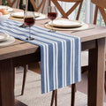 Encasa XO Table Runner, Woven Cotton Dining Runner 13"x48" Franca Blue Stripes by EncasaXO