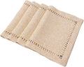 Grelucgo Set of 4 Handmade Hemstitch Beige Table Placemats, Rectangular 12 by by Grelucgo
