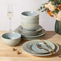 Ceramic Dinnerware Set for 4, 12-Piece Plates and Bowls Set | Lightweight by TheTerra