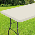 Smiry Rectangle Tablecloth, Elastic Fitted Flannel Backed Vinyl Tablecloths for 8ft Folding Tables, Waterproof Wipeable Table Covers for Indoor, Outdoor, Picnic and Camping (Beige, 30"x96")