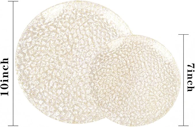 Rubtlamp 100Pcs Gold Glitter Plastic Plates, Heavy Duty Glitter Disposable - Image 2