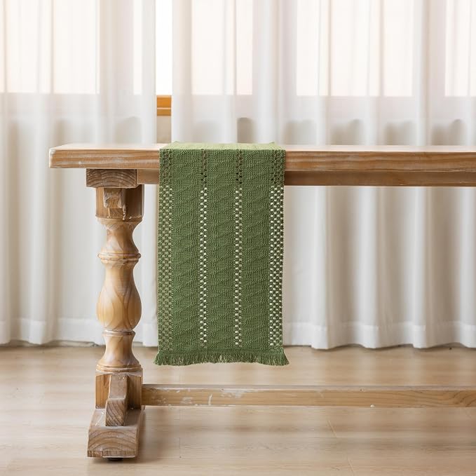 Keketoarrange Boho Macrame Table Runner 12x72 Inch | Woven Burlap Rustic Runner - Image 7