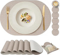 Woven Faux Leather Oval Placemats Set of 4/6 by Promattoo