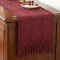 Burgundy Red Table Runner with Tassels 12x90 Inch by FEXIA