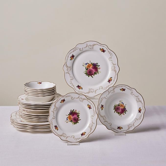 Karaca Forever Bone China Antique 24-Piece Dinner Set by Karaca
