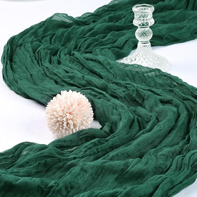 6 Pack 10Ft Emerald Green Cheesecloth Table Runner 23 x 120 Inch | Gauze Rustic - Image 3
