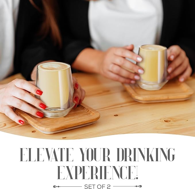 Elle Decor Double Wall Insulated Glasses, 2-Piece 8 oz Clear Borosilicate Glass - Image 2