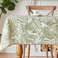 jinchan Green Tropical Floral Linen Rectangle Table Cloth 50x70 | Tropical by JINCHAN