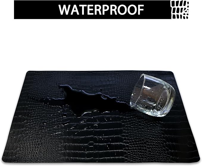 Set of 6 Faux Leather Placemats, PU Table Mats, Waterproof, Stain Resistant, Heat Resistant, Easy to Clean for Kitchen Dining Table,Conference Table