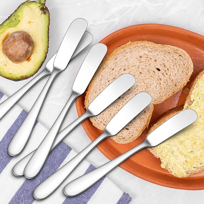 E-far Butter Spreader Knife Set of 6, 7-Inch Stainless Steel Cheese Dessert - Image 6