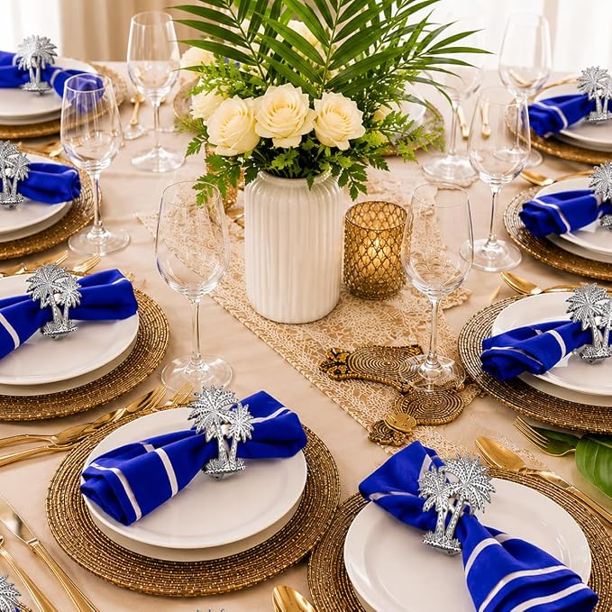 Modern Aluminum Napkin Rings Set of 12, Lightweight Metal Table Decor, - Image 6