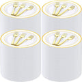 Eccliy 400 Pieces Plastic Cake Plates with Dessert Forks, 7.5 Inch Disposable Plastic Plates Appetizer Plates Salad Plates Party Plates Heavy Duty for Wedding Reception Parties Holidays (Gold)