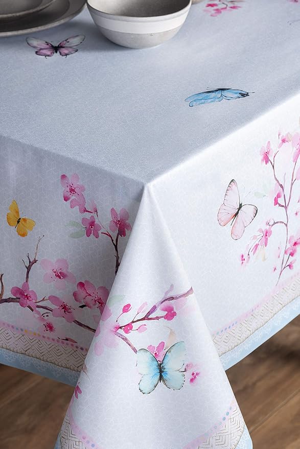 Maison d' Hermine Table Cloth Rectangle Table 100% Cotton 70 x 90 Inches Tablecloth Reusable Decorative for Dining Room Farmhouse Home Valentines Day Decorations Spring Summer - Blossoms in Spring