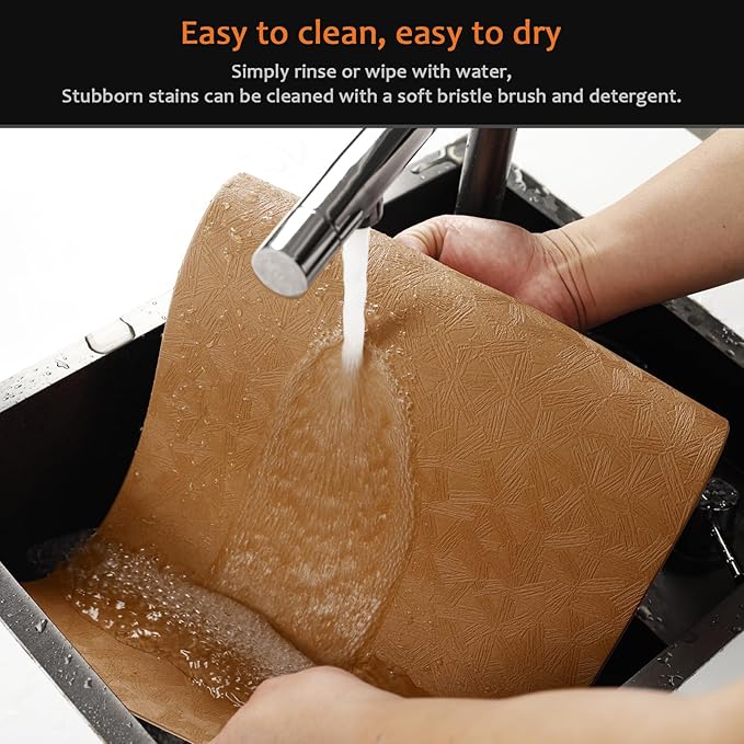 Vinyl Placemats Set of 12 Faux Leather 100% Waterproof Wipeable Washable Place Mats Heat Resistant Easy Clean Non-Slip Table Mats for Indoor Outdoor. (12, Brown)