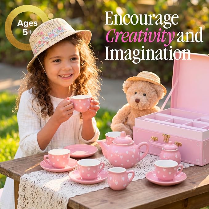 Giggle & Honey® Pink Heart Tea Party Set - Image 4