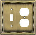 Henne Bery Sunken Pearls Heavy Duty Decorative Wall Plate Switch Plate Outlet Cover (Toggle/Duplex, Antique Brass)