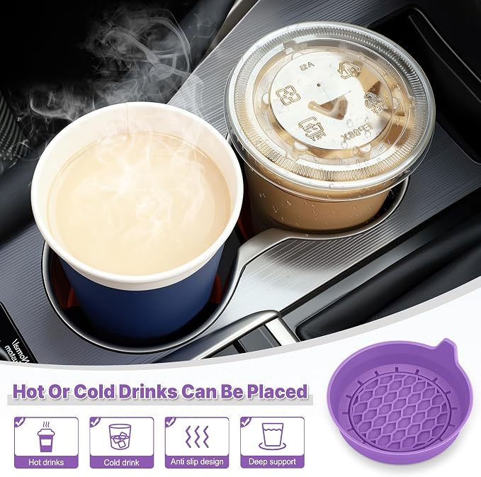 Car Cup Holder Coaster, Silicone Cup Holder Insert, Universal Non-Slip Cup - Image 3
