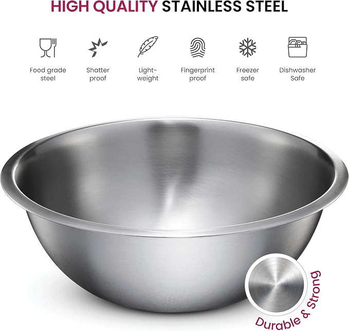 FineDine Stainless Steel Mixing Bowls Stainless Steel Mixing Bowl Set - Image 6